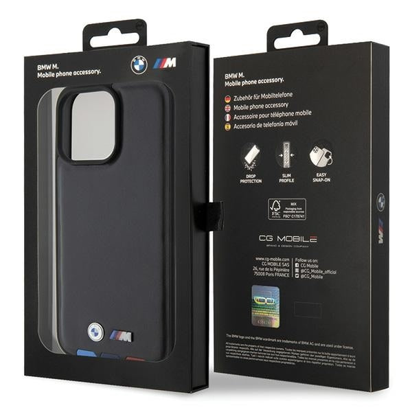 BMW BMHCP15X22PTDK iPhone 15 Pro Max black Leather Stamp Tricolor