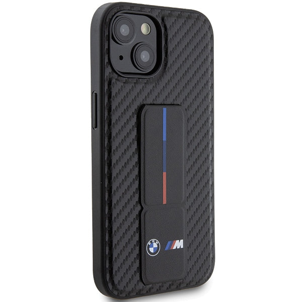 BMW BMHCP15SGSPCCK iPhone 15 / 14 / 13 black hardcase Grip Stand Smooth & Carbon