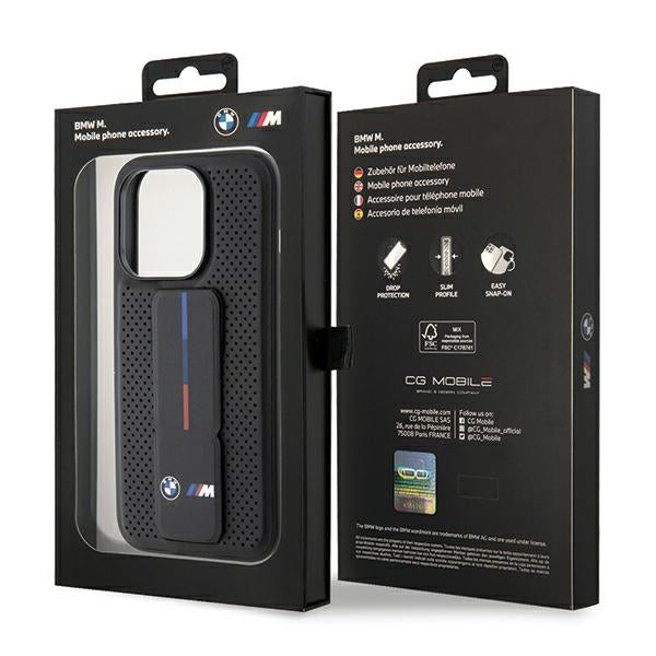 BMW BMHCP15XGSPPRK iPhone 15 Pro Max black hardcase Grip Stand Smooth & Perforated