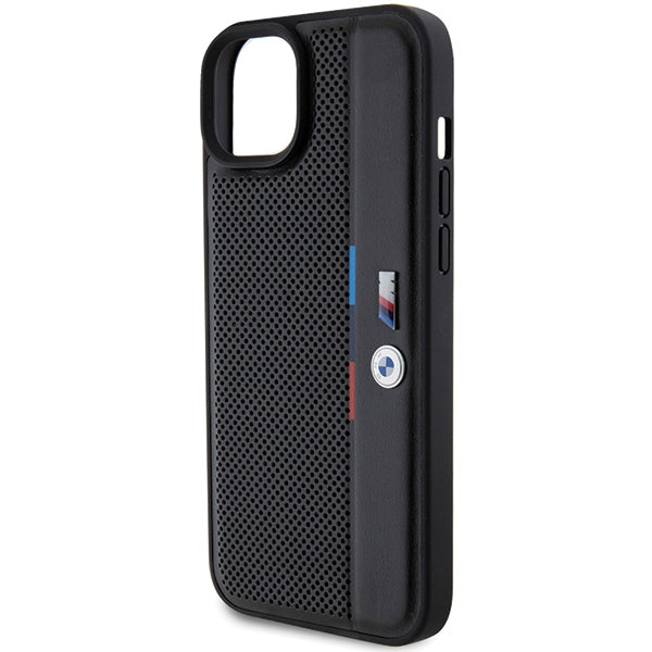 BMW BMHCP15S23PUPVK iPhone 15 / 14 / 13 Black hardcase Perforated Tricolor Line