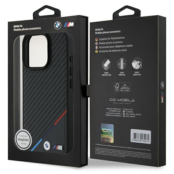 BMW BMHMP16X23PUDTK iPhone 16 Pro Max black hardcase M Carbon Tricolor Line MagSafe