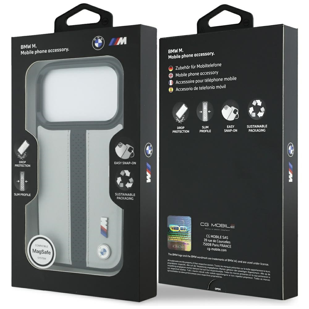 BMW M Perforated Stripe Logo MagSafe Case for iPhone 17 Pro Max Gray