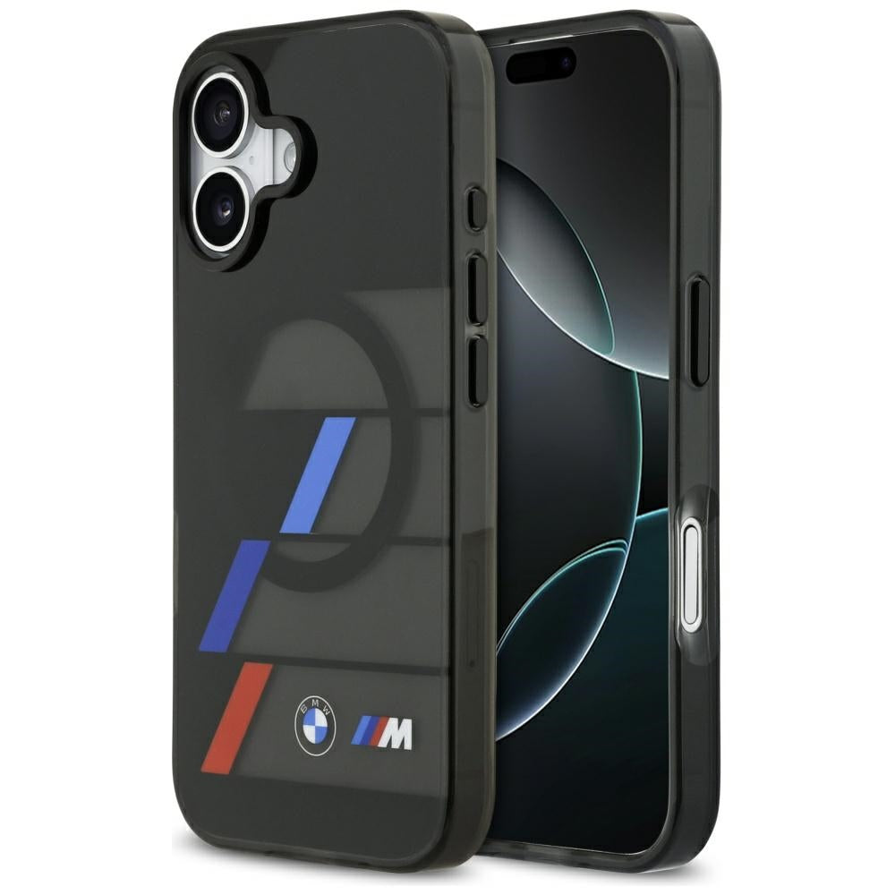 BMW BMHMP17S25HTTRIK M IML Metal Buttons Tricolor Lines MagSafe Case for iPhone 17 Black