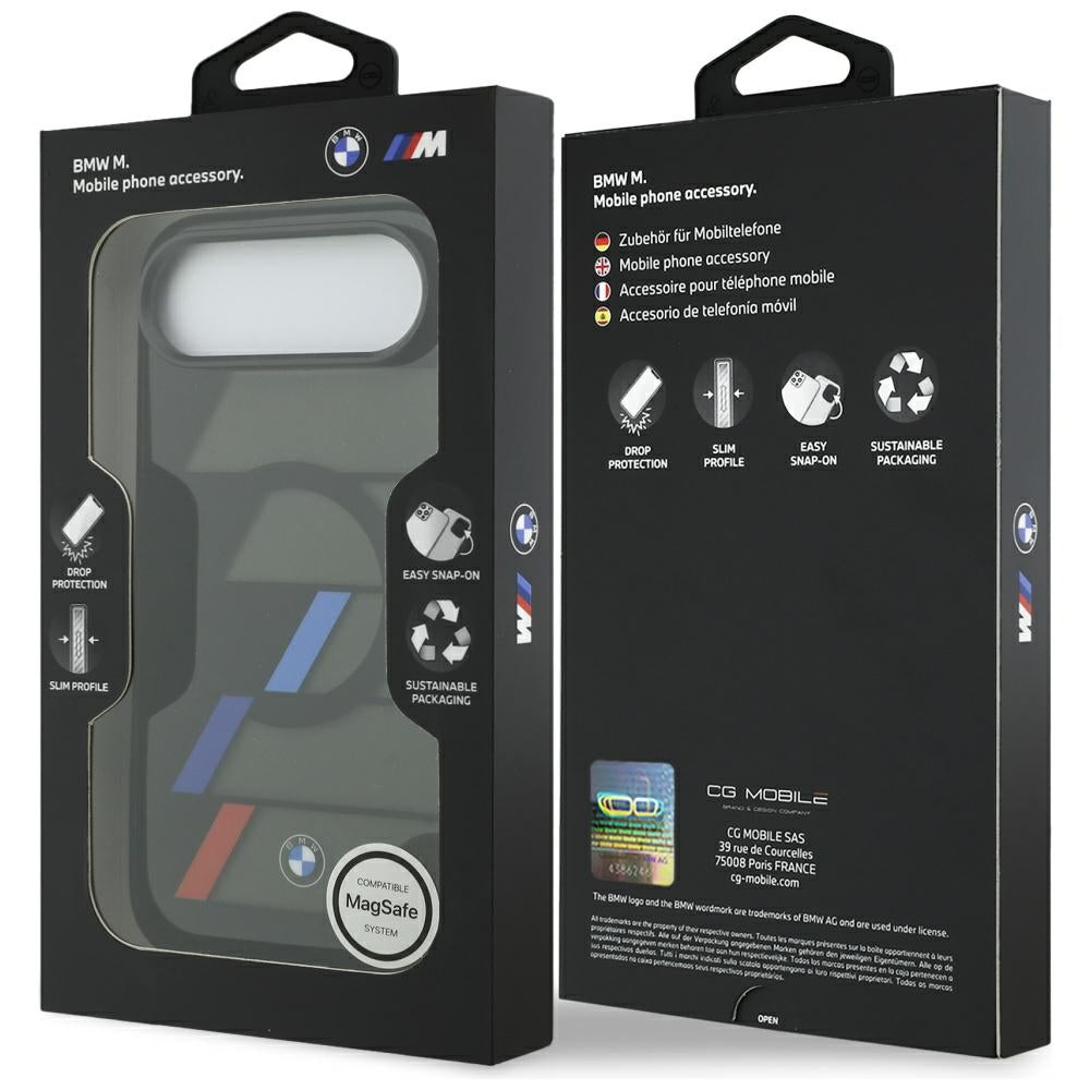 BMW BMHMP17M25HTTRIK M IML Metal Buttons Tricolor Lines MagSafe Case for iPhone 17 Air Black