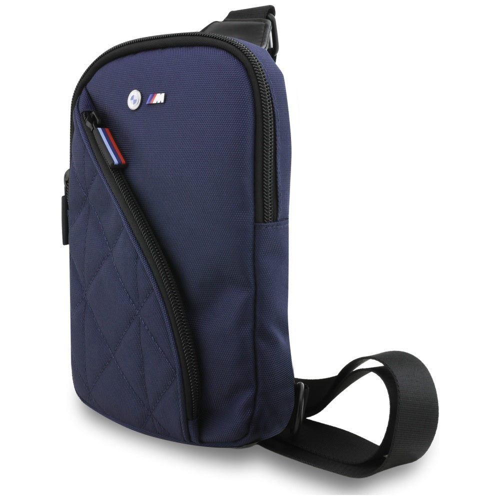 BMW Bag Nylon Pocket & Metal Logo Crossbody navy