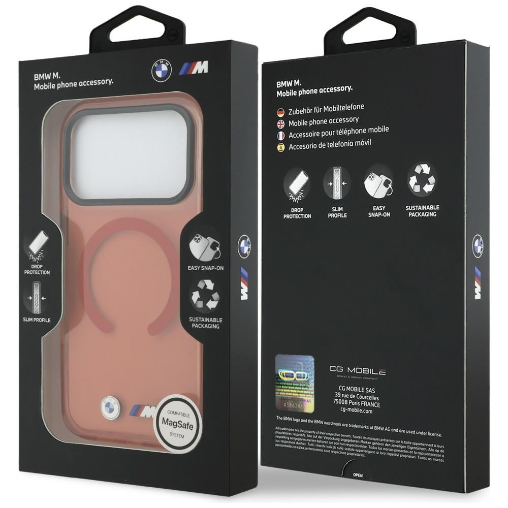 BMW M IML Shockproof Metal Logos MagSafe for iPhone 17 Pro Orange BMHMP17L25HSMLKO