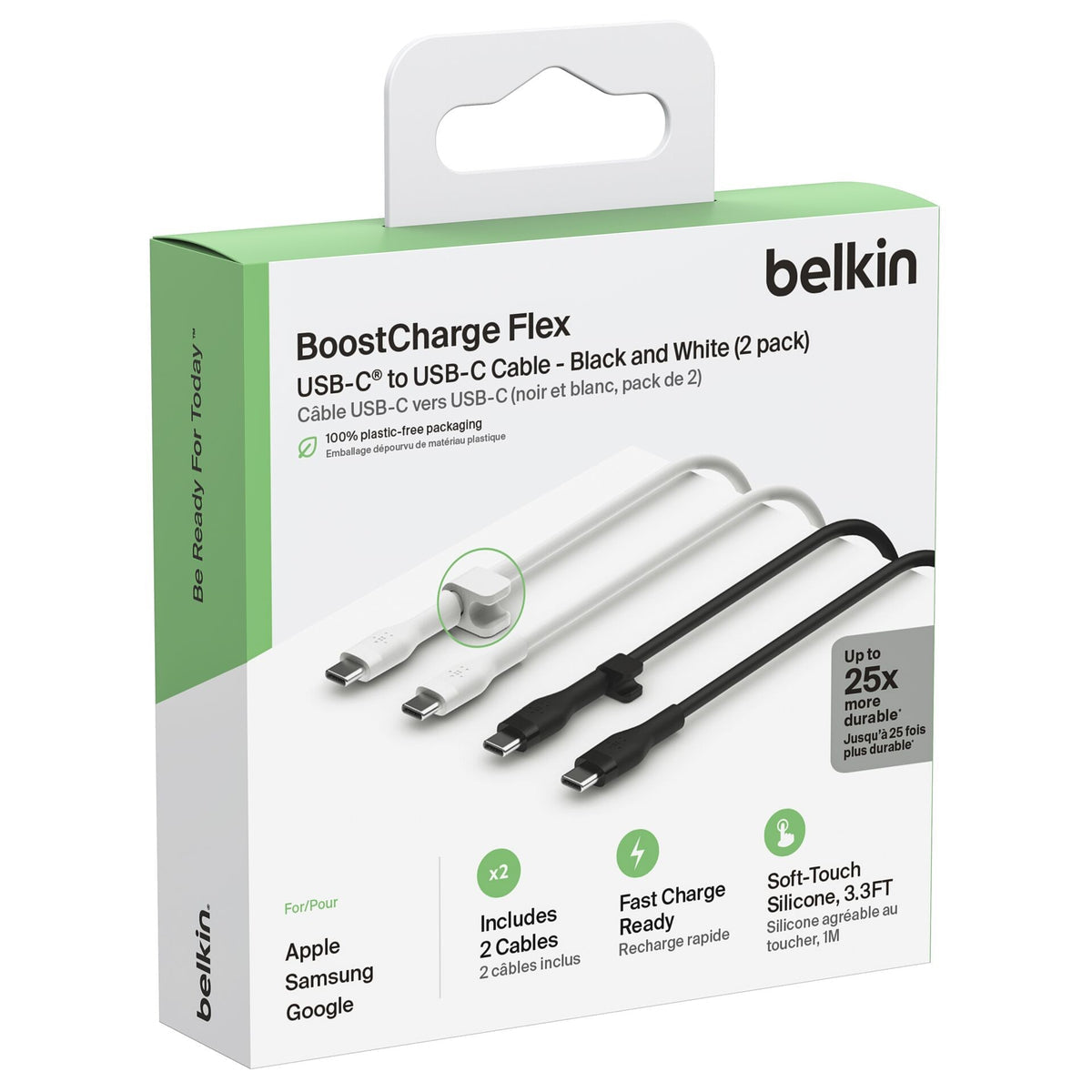Belkin USB-C to USB-C Cable 1m Black and White 2 Pack