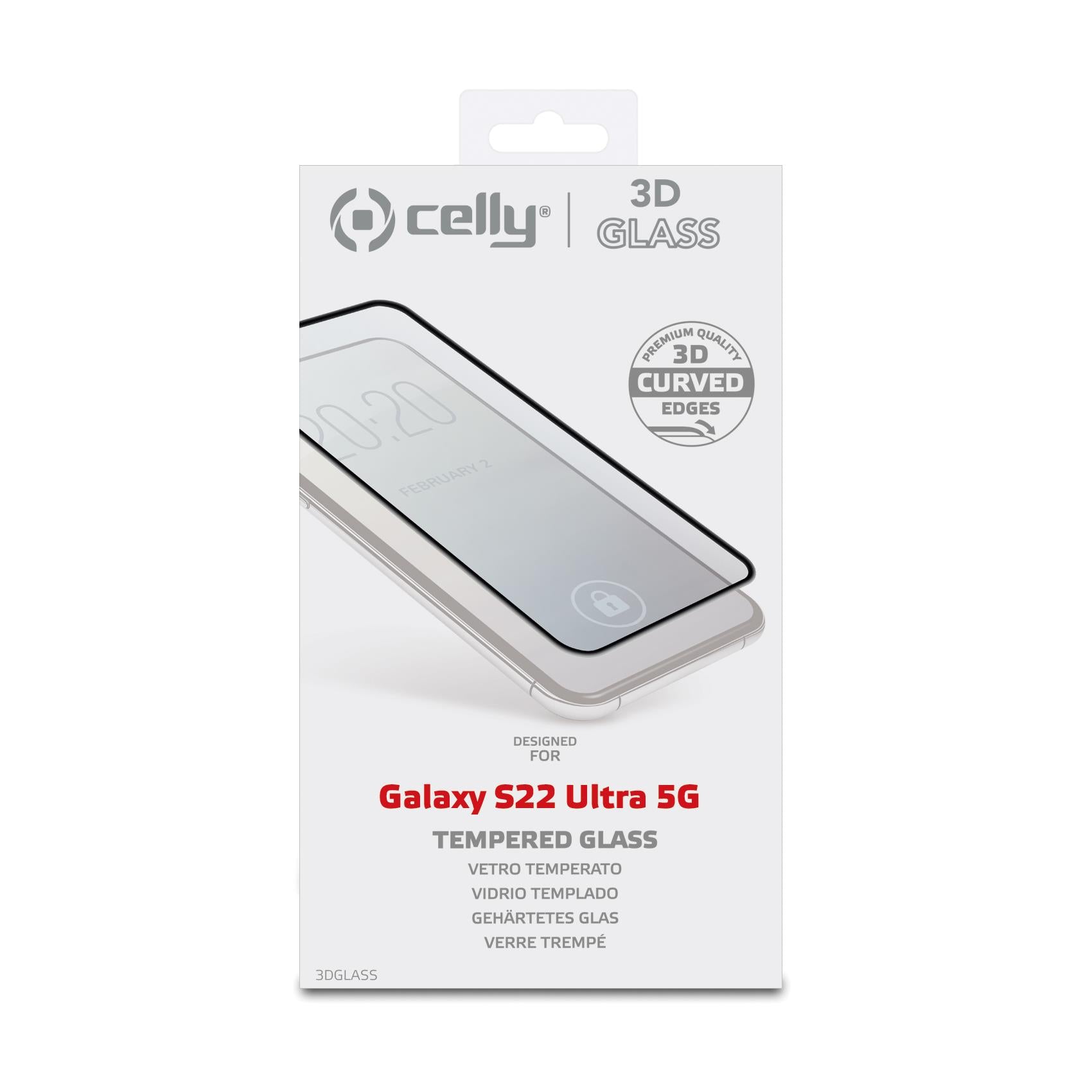 Celly 3D Glass Galaxy S22 Ultra 5G BK