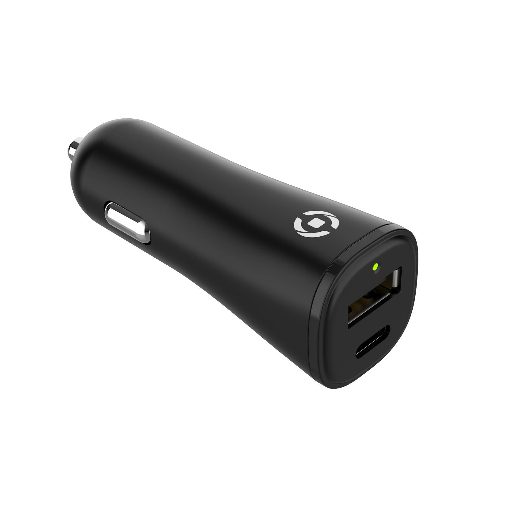 Celly GRSCCUSBUSBCBK - Car charger with 2 output ports made with 100% recycled plastic