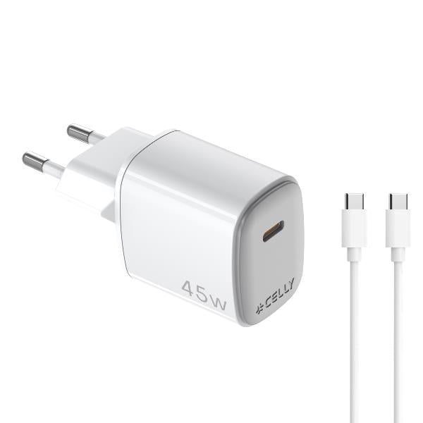 Celly UPTC1USBC45WCTC - 45W GaN Wall Charger + USB-C to USB-C cable