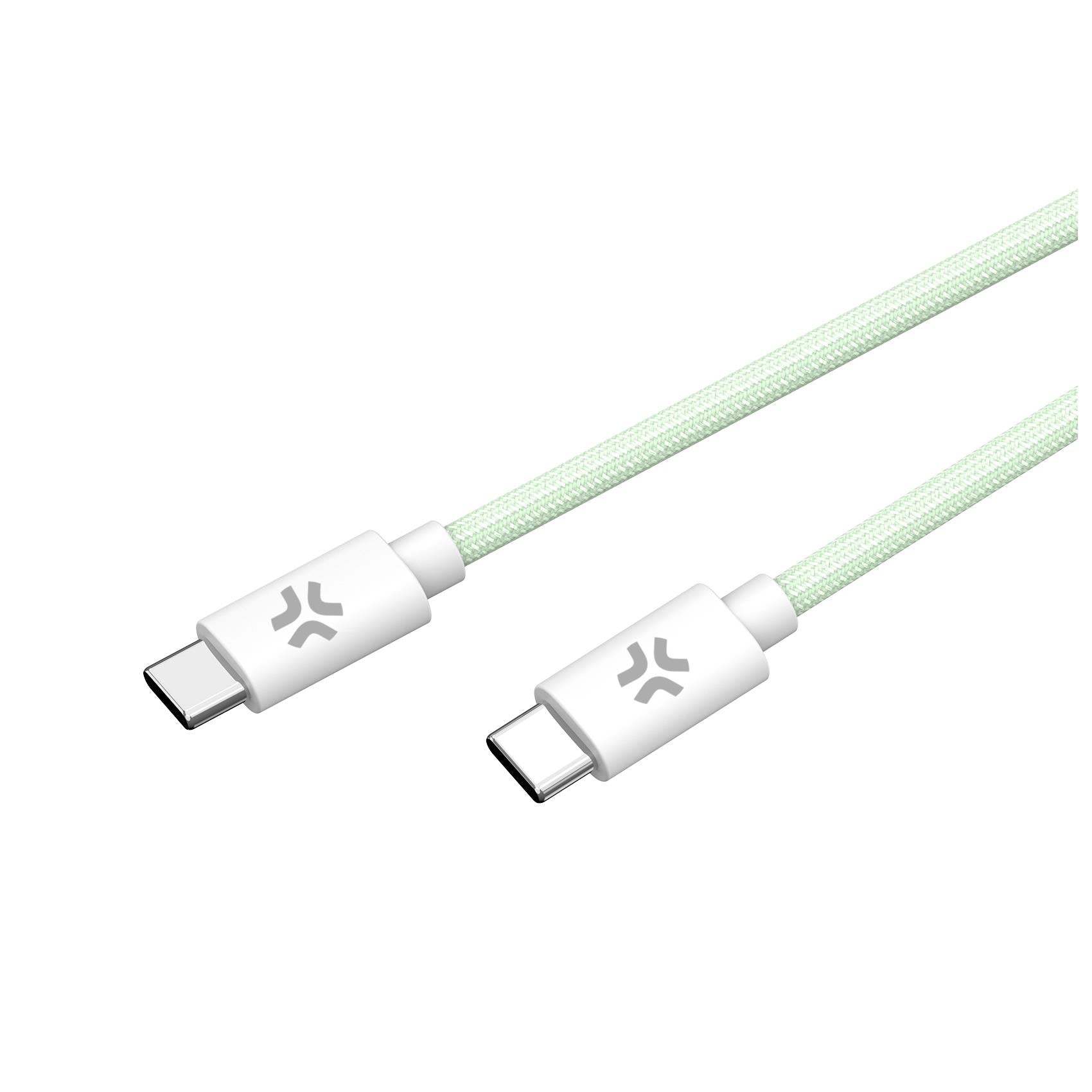 Celly USBCUSBCCOTT - USB-C to USB-C Cotton Braided Cable Green