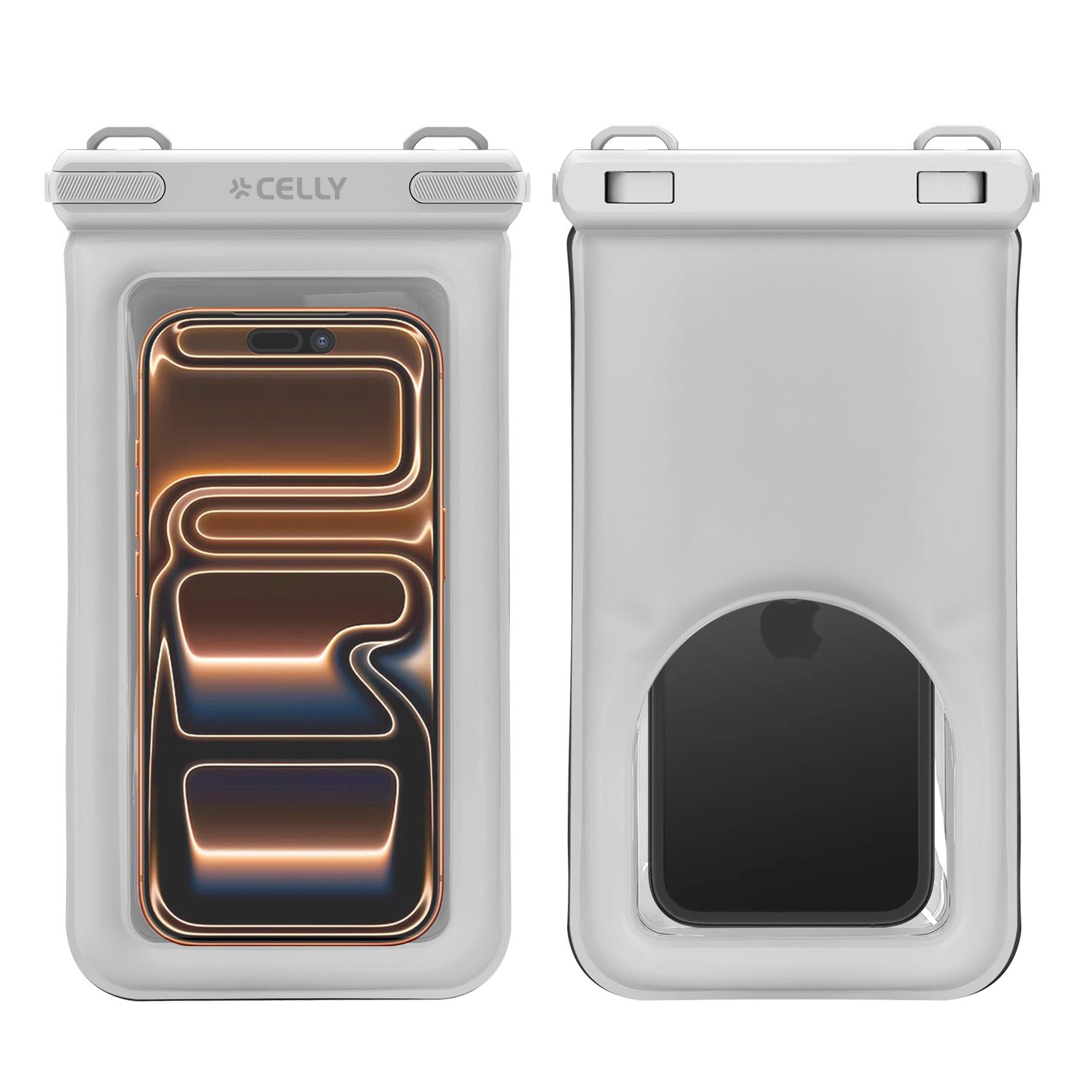 Celly SPLASHBAGFL - Floating Waterproof Case for Smartphones up to 7.2", Transparent Design, Airtight Seal, Integrated Neck Strap