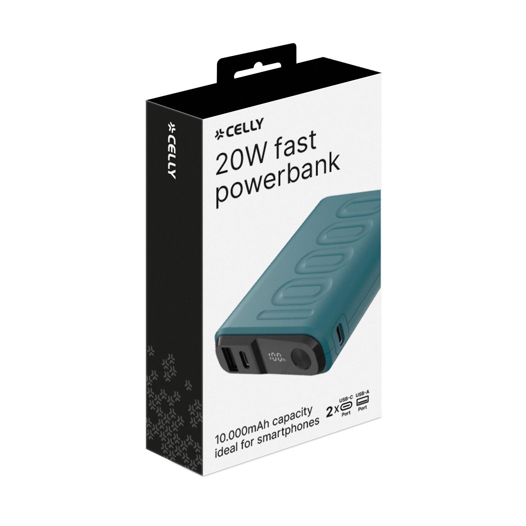 Celly PBUP10000 - 20W Powerbank 10000 mAh Blue