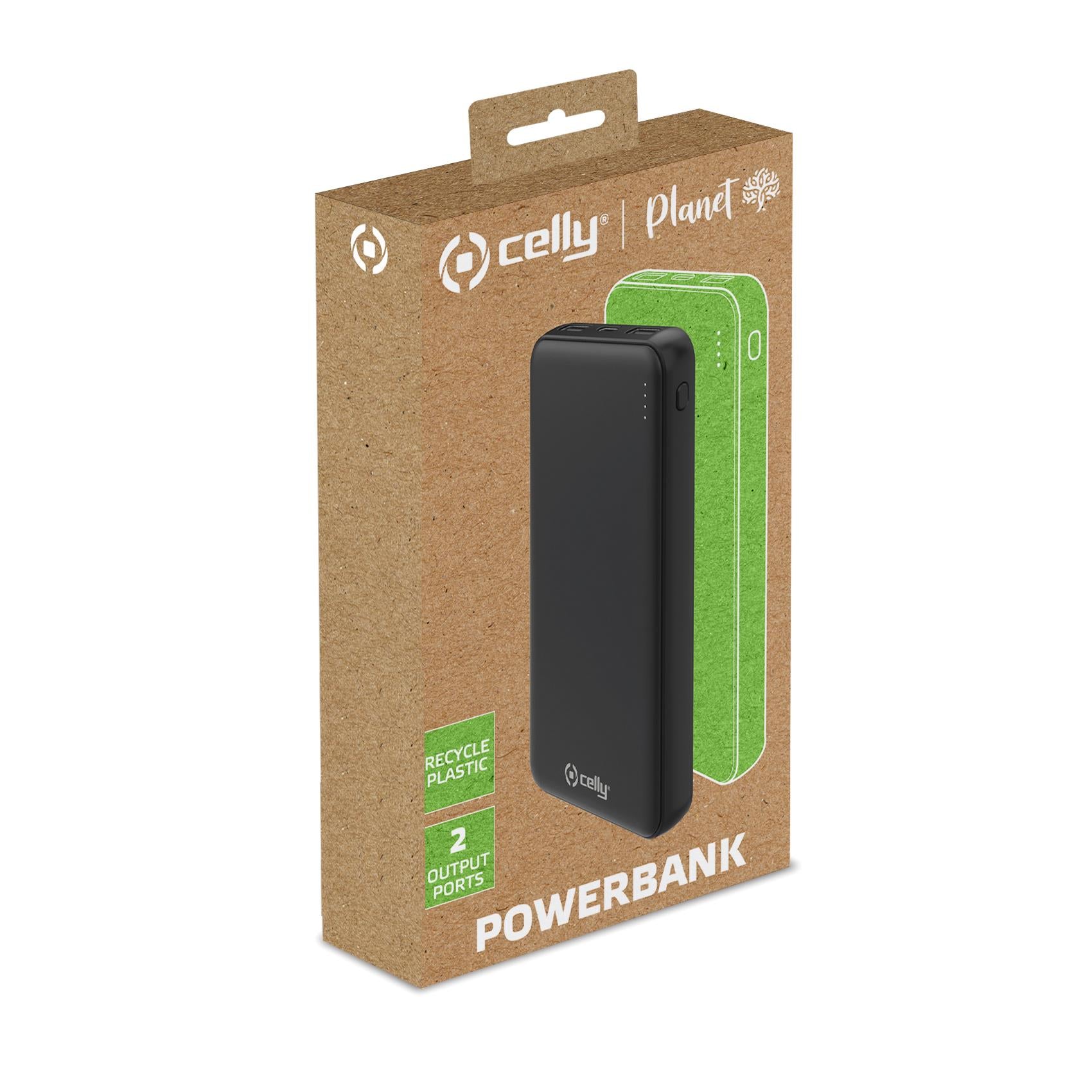 Celly GRSPB10000 - Power Bank 10000 Mah 100% recycled plastic