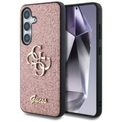 Case Guess GUHCS25SHG4SGP Fixed Glitter Big 4G Metal Logo to Samsung Galaxy S25 pink