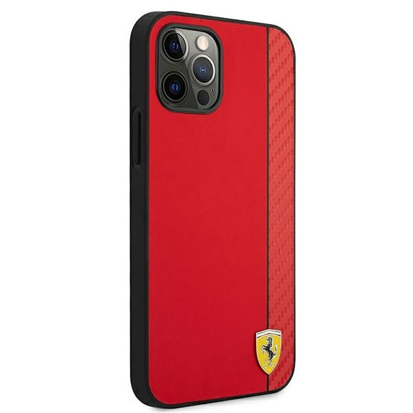 Ferrari FESAXHCP12MRE iPhone 12/12 Pro red hardcase On Track Carbon Stripe