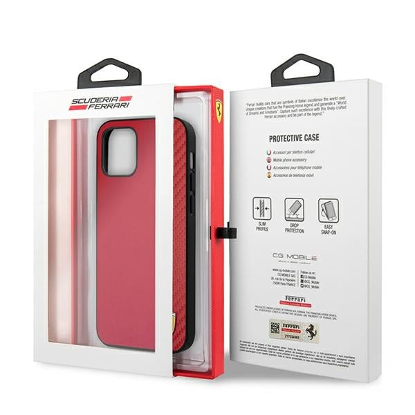 Ferrari FESAXHCP12MRE iPhone 12/12 Pro red hardcase On Track Carbon Stripe