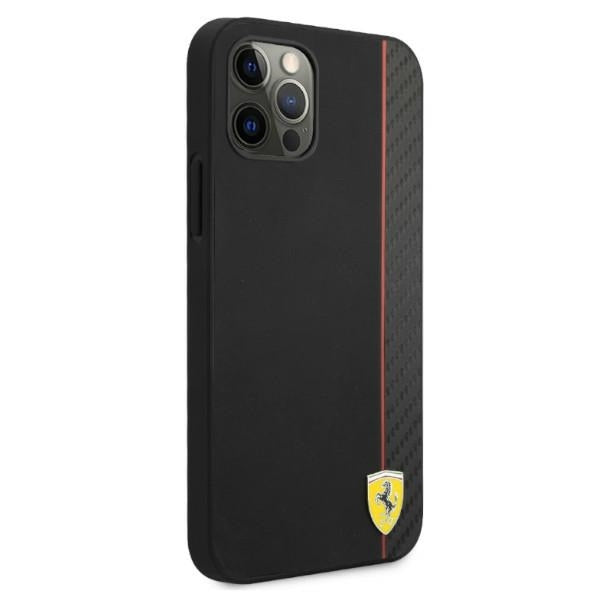 Ferrari FESAXHCP12MBK iPhone 12/12 Pro black hardcase On Track Carbon Stripe
