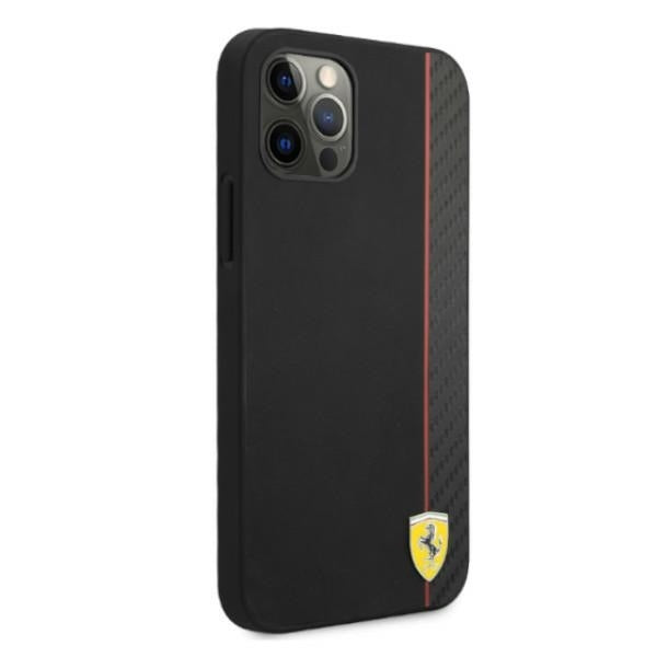 Ferrari FESAXHCP12LBK iPhone 12 Pro Max black hardcase On Track Carbon Stripe