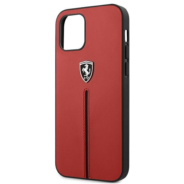 Ferrari FEOMSHCP12MRE iPhone 12/12 Pro red hardcase Off Track Leather Nylon Stripe