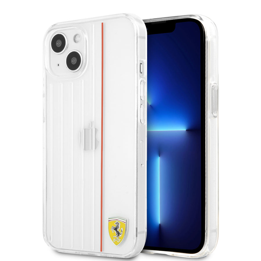 Ferrari FESBIHCP13MTRRE iPhone 13 / 14 / 15 Hrad Case Red White 3D Lines Contrasted Red Line