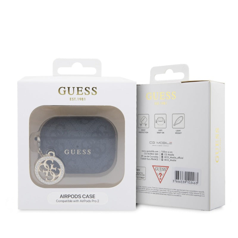 GUESS AIRPODS PRO2 PU 4G W/ STRASS CHARM BLACK