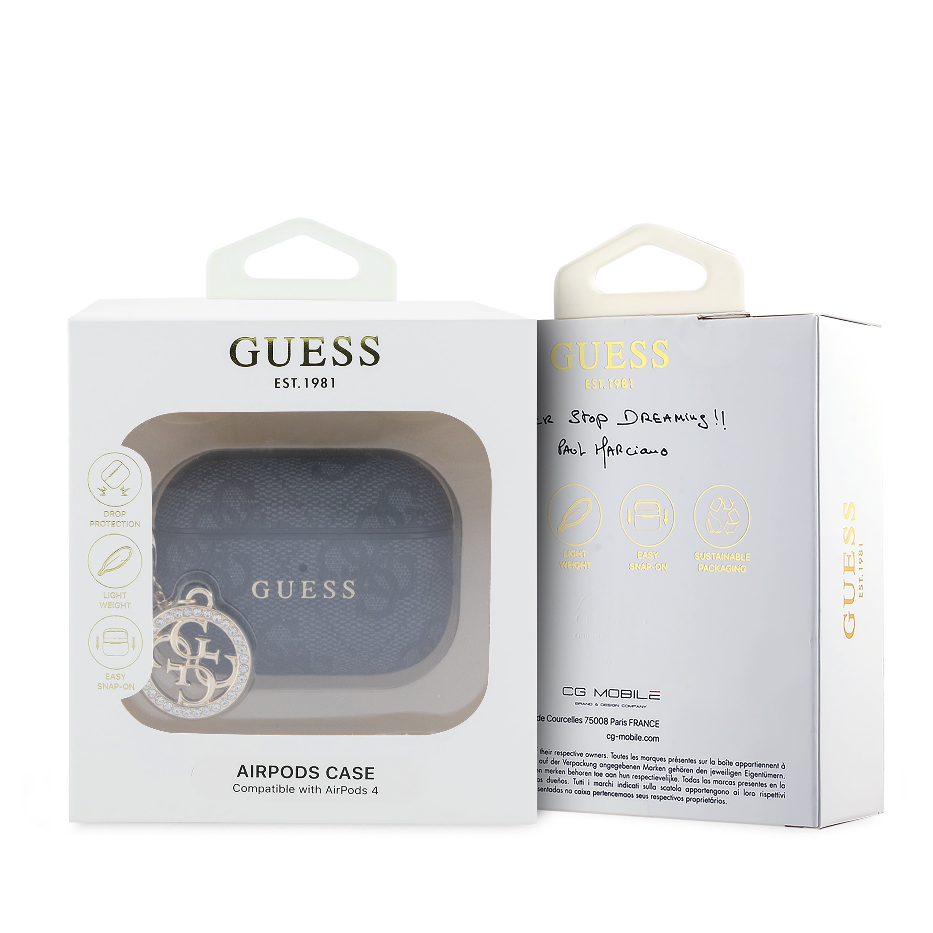 Guess Airpods Pro 3 PU 4G W/ Strass Charm Black