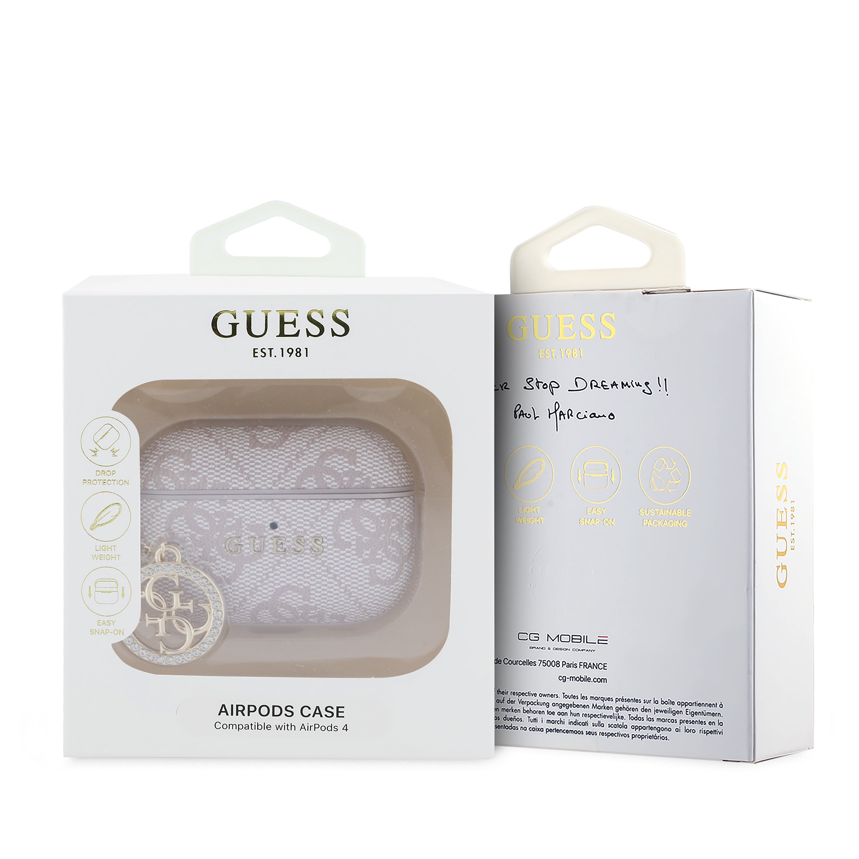 Guess Airpods Pro 3 PU 4G W/ Strass Charm Pink