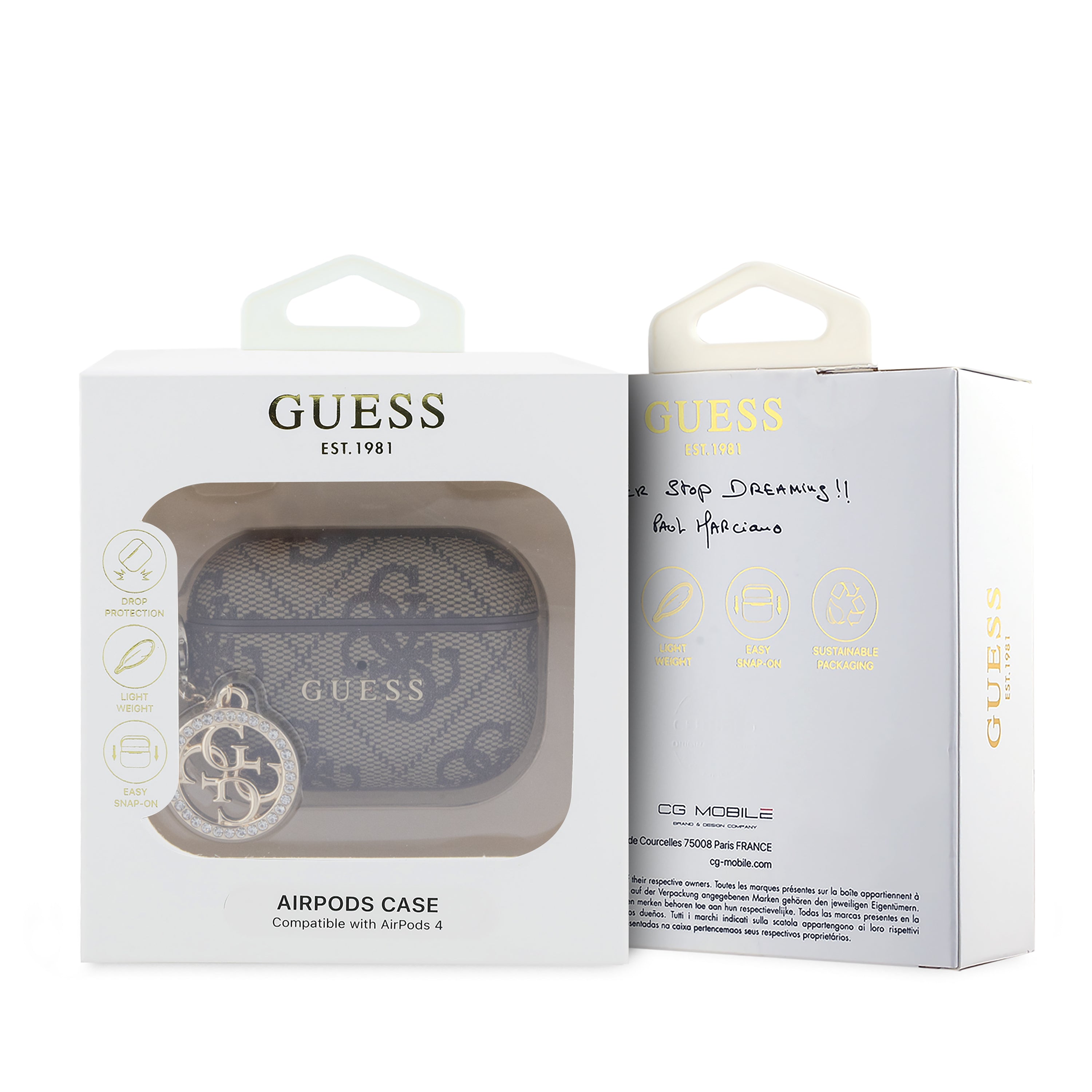 Guess Airpods Pro 3 PU 4G W/ Strass Charm Brown