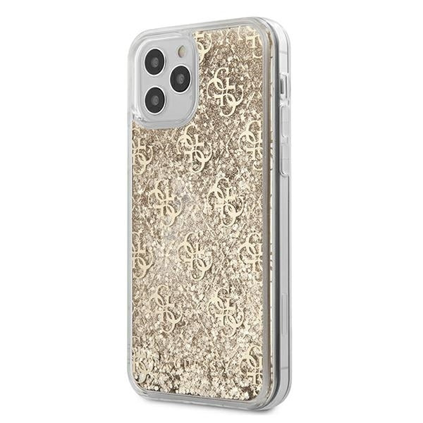 Guess GUHCP12LLG4GSLG iPhone 12 Pro Max gold hardcase 4G Liquid Glitter