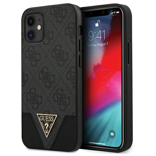 Guess GUHCP12SPU4GHBK iPhone 12 mini grey hardcase 4G Triangle Collection