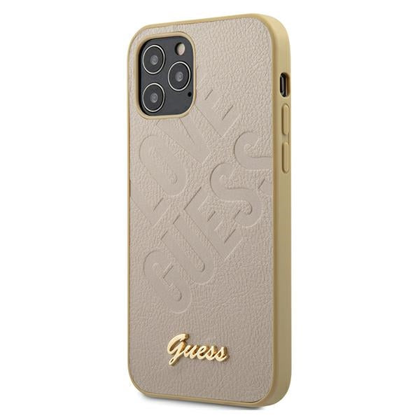Guess GUHCP12SPUILGLG iPhone 12 mini gold hardcase Iridescent Love Script Gold Logo