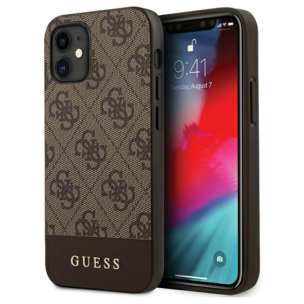 Guess GUHCP12SG4GLBR iPhone 12 mini brown hardcase 4G Stripe Collection