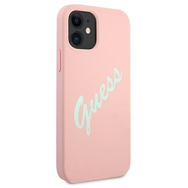 Guess GUHCP12SLSVSPG iPhone 12 mini green pink hardcase Silicone Vintage