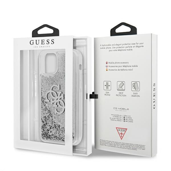 Guess GUHCP12LLG4GSI iPhone 12 Pro Max silver hardcase 4G Big Liquid Glitter