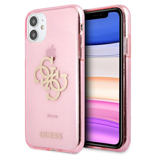 Guess GUHCN61PCUGL4GPI iPhone 11  / Xr pink hard case Glitter 4G Big Logo