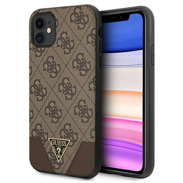 Guess GUHCN61PU4GHBR iPhone 11 / Xr brown hardcase 4G Triangle Collection