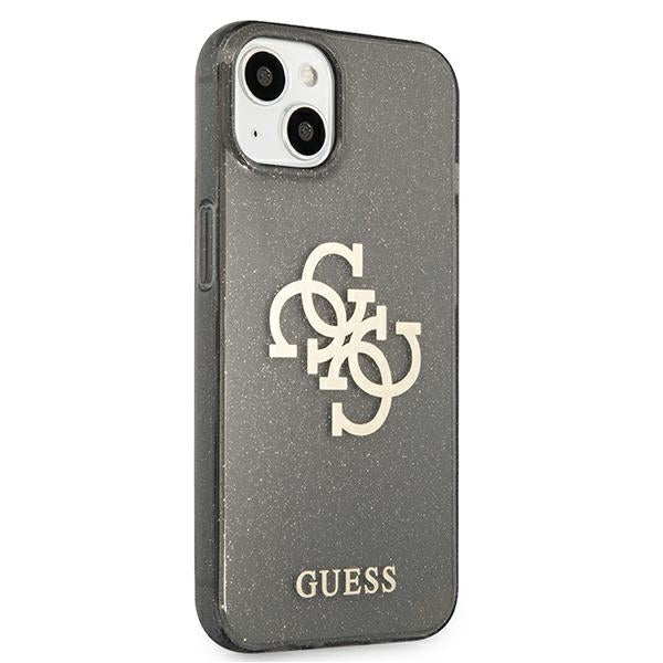 Guess GUHCP13SPCUGL4GBK iPhone 13 mini black hard case Glitter 4G Big Logo