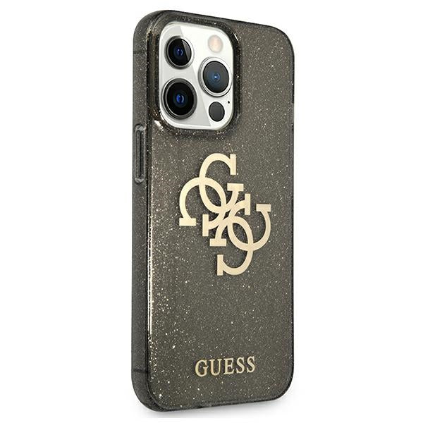 Guess GUHCP13LPCUGL4GBK iPhone 13 Pro black hard case Glitter 4G Big Logo