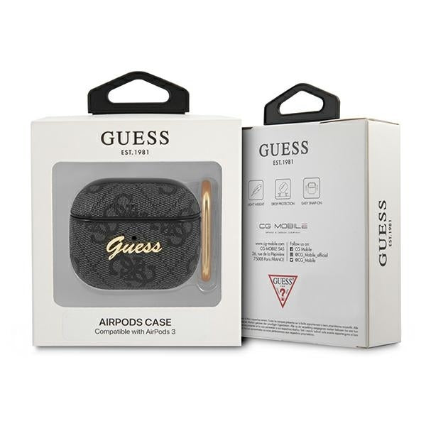 Guess GUA34GSMK AirPods 3 cover grey 4G Script Metal Collection
