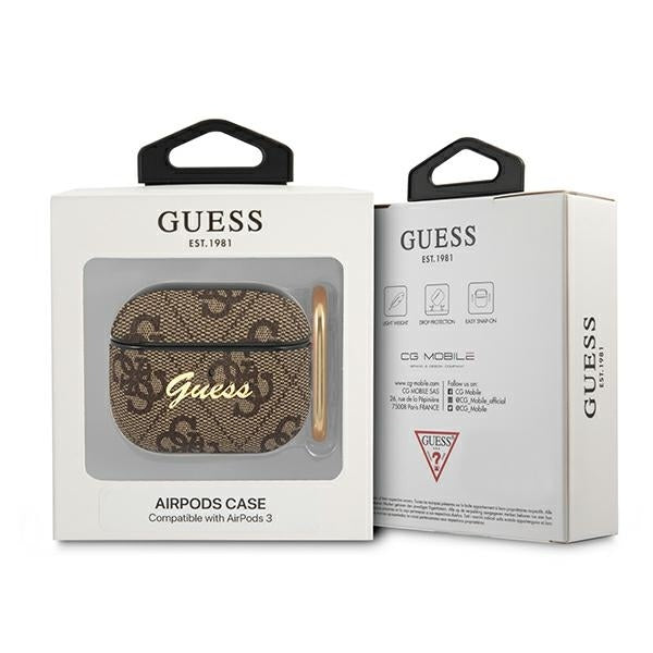 Guess GUA34GSMW AirPods 3 cover Brown 4G Script Metal Collection