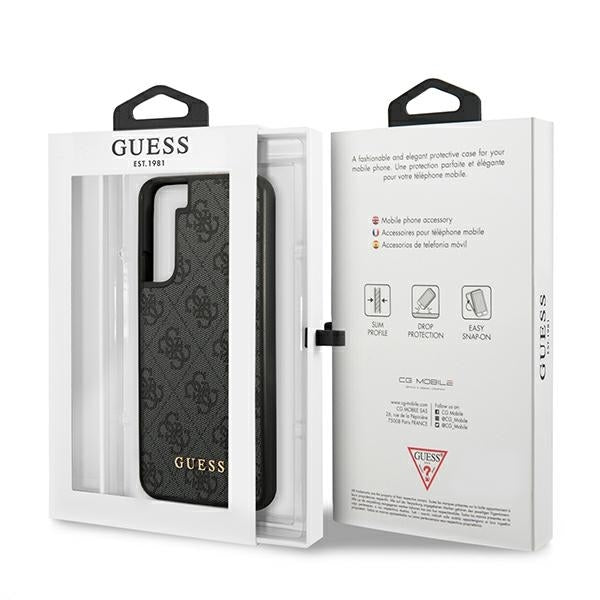 Guess GUHCS22SG4GFGR S22 S901 Grey hard case 4G Metal Gold Logo