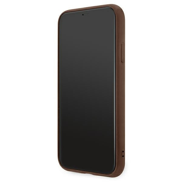 Guess GUHCN61G4GFBR iPhone 11 / Xr brown hard case 4G Metal Gold Logo