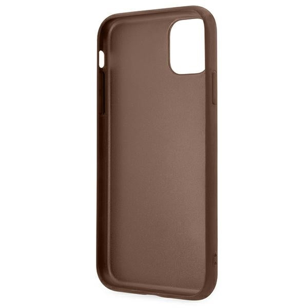 Guess GUHCN61G4GFBR iPhone 11 / Xr brown hard case 4G Metal Gold Logo