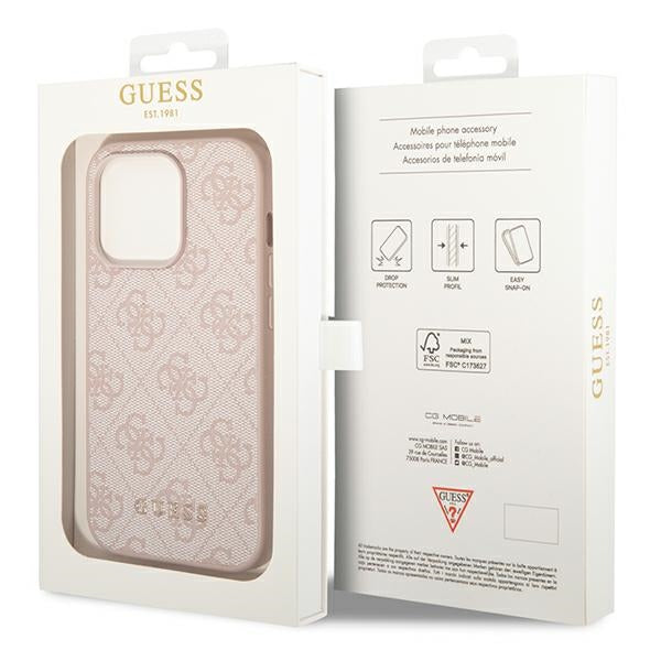 Guess GUHCP14XG4GFPI iPhone 14 Pro Max pink hard case 4G Metal Gold Logo