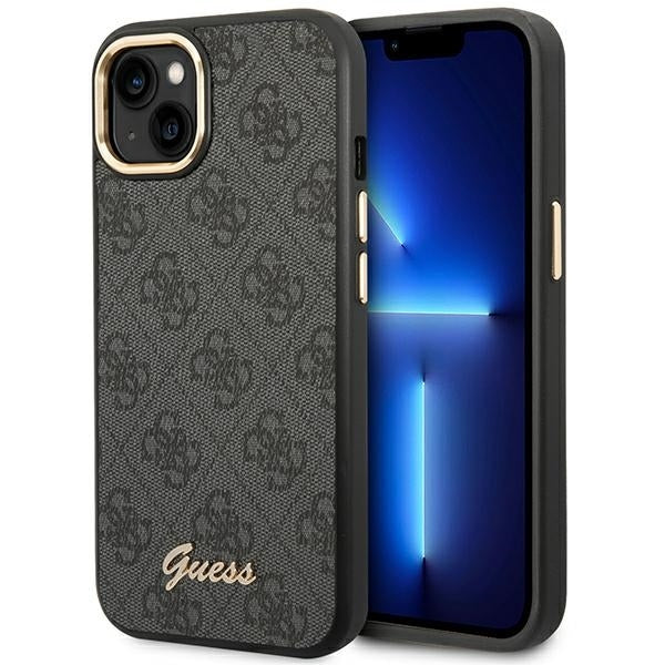 Guess GUHCP14SHG4SHK iPhone 14 / 15 / 13 black hard case 4G Vintage Gold Logo