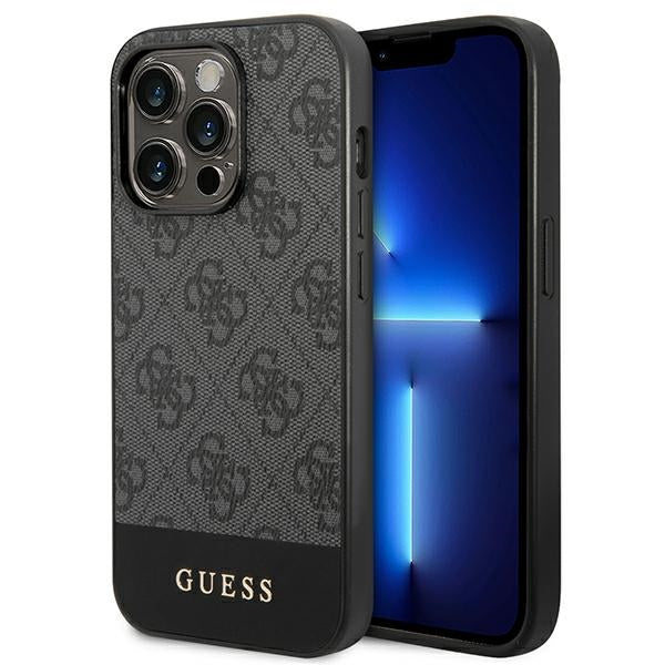 Guess GUHCP14XG4GLGR iPhone 14 Pro Grey hard case 4G Stripe Collection