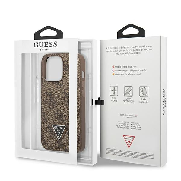 Guess GUHCN58P4TPW iPhone 11 Pro brown hardcase SaffianoTriangle Logo Cardslot