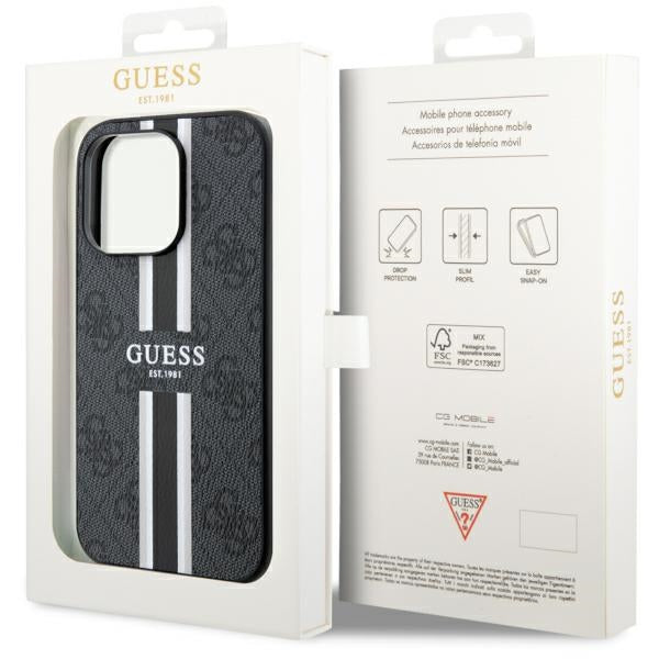Guess GUHMP14XP4RPSK iPhone 14 Pro Max black hardcase 4G Printed Stripes MagSafe