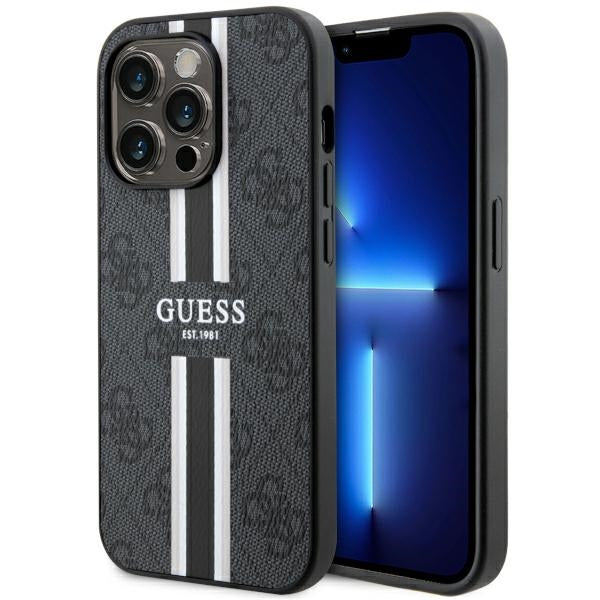 Guess GUHMP14XP4RPSK iPhone 14 Pro Max black hardcase 4G Printed Stripes MagSafe